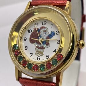 Womens Christmas Vintage Floating Gem Watch New Battery